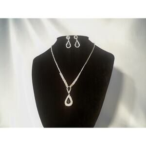 Black rhinestone tear drop necklace, wedding MOB prom party evening necklace,